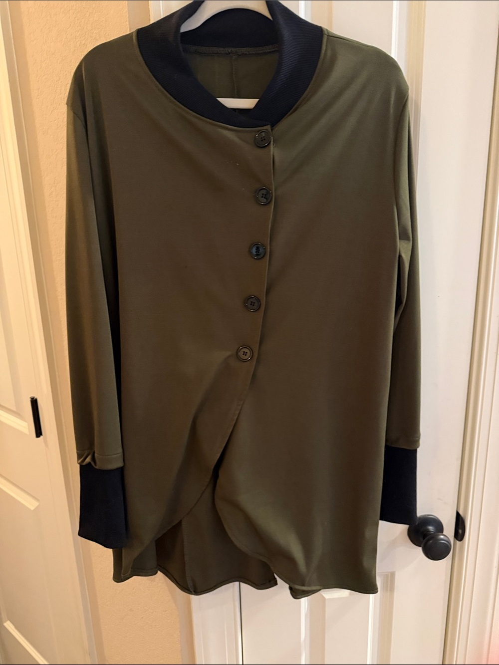 Olive Green Button-Front Women’s Top